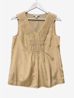 Coldwater Creek Silk Blend Sleeveless Blouse Size Small 8 Tan Beige Lightweight